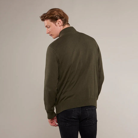Toggi Men's Ferndale Zip Neck Knitted Sweater #colour_moss