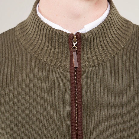 Toggi Men's Ferndale Zip Neck Knitted Sweater #colour_moss