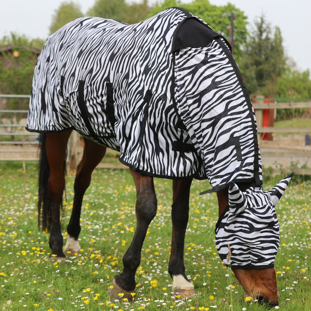 GS Equestrian Zebra Print Combo Neck Fly Rug