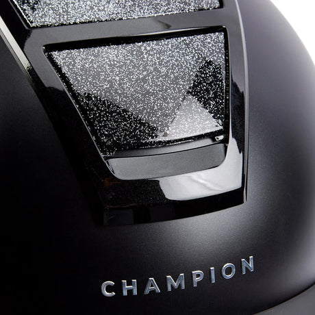 Champion Insight Glitter Round Standard Peak Riding Hat #colour_metallic-black-sparkle-black