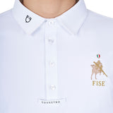 Equestro Men's Long-Sleeved Competition Polo Shirt Equestro X Fise #colour_white