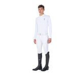 Equestro Men's Long-Sleeved Competition Polo Shirt Equestro X Fise #colour_white