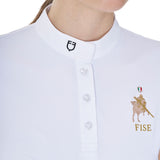 Equestro Women's Slim Fit Competition Polo Shirt Equestro X Fise #colour_white