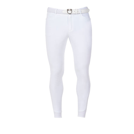 Equestro Men's Knee Grip Breeches Equestro X Fise #colour_white
