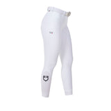 Equestro Women's Knee Grip Breeches Equestro X Fise #colour_white