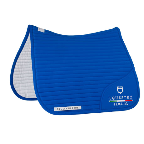 Equestro Dressage Saddle Pad With Embroidered Logo Equestro X Fise #colour_blue