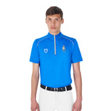 Equestro Men's Training Polo Shirt With Italian Flag Zip Equestro X Fise