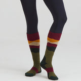 Ridgeline Merino Wool Full Length Socks #colour_berry-stripes