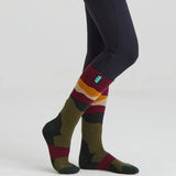 Ridgeline Merino Wool Full Length Socks #colour_berry-stripes