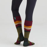 Ridgeline Merino Wool Full Length Socks #colour_berry-stripes