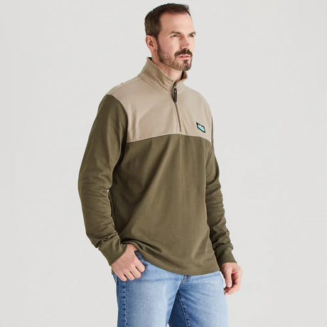 Ridgeline Mens Salthouse Zip Top #colour_ivy-green-multi
