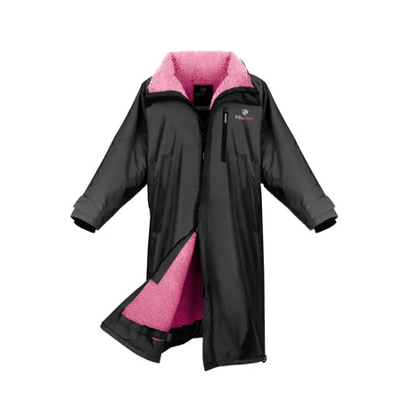 EQUIDRY Women's Thick Fleece Evolution Stowaway Hood #colour_black-peacock-pink