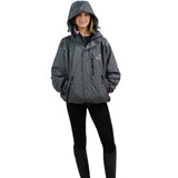 EQUIDRY Women's Thin Fleece Shortie #colour_grey-peacock-pink