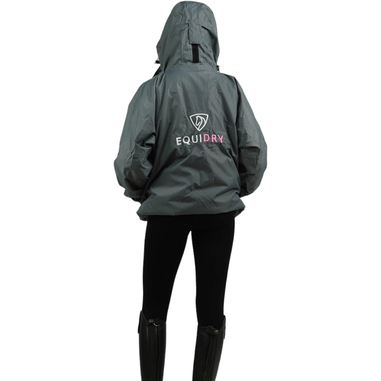 EQUIDRY Women's Thin Fleece Shortie #colour_grey-penelope-pink