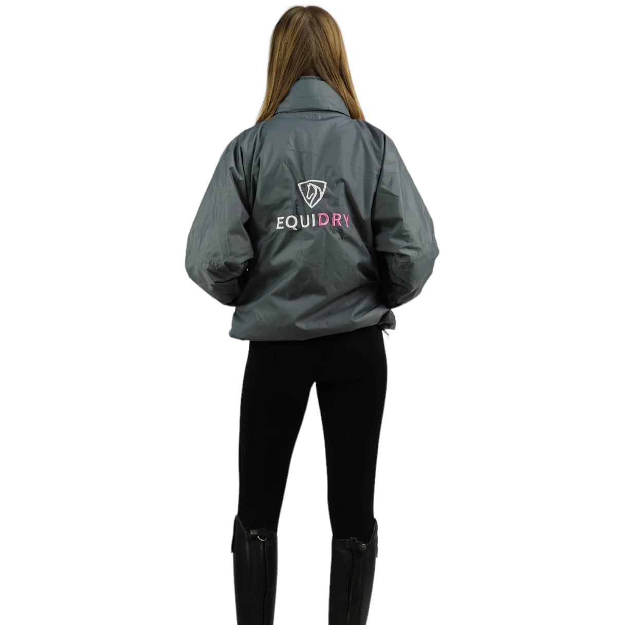 EQUIDRY Women's Thin Fleece Shortie #colour_grey-penelope-pink