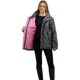 EQUIDRY Women's Thin Fleece Shortie #colour_grey-penelope-pink