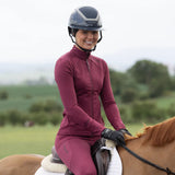 EQUIDRY Women's Water Repellent Zip up Top #colour_plum-black