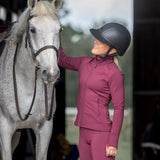 EQUIDRY Women's Water Repellent Zip up Top #colour_plum-black