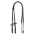 Equestro Leather And Rubber Reins Silver Fitting (1.6Cm) #colour_black