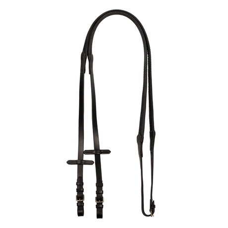 Equestro Leather And Rubber Reins Silver Fitting (1.6Cm) #colour_black