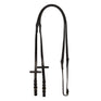 Equestro Leather And Rubber Reins Silver Fitting (1.6Cm) #colour_black