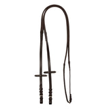 Equestro Leather And Rubber Reins Silver Fitting (1.6Cm) #colour_brown