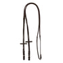 Equestro Leather And Rubber Reins Silver Fitting (1.6Cm) #colour_brown