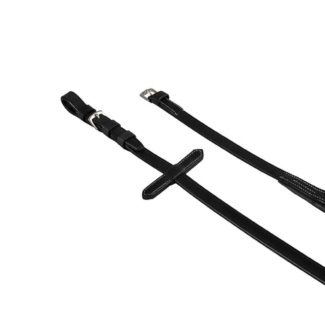 Equestro Leather And Rubber Reins With Stainless Steel Buckles