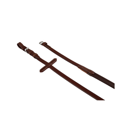 Equestro Leather And Rubber Reins With Stainless Steel Buckles