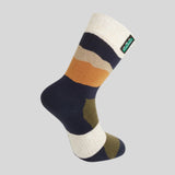Ridgeline Merino Wool Mid Length Socks #colour_navy-stripes