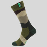Ridgeline Merino Mid Length Wool Socks #colour_olive-stripes