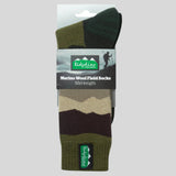 Ridgeline Merino Mid Length Wool Socks #colour_olive-stripes
