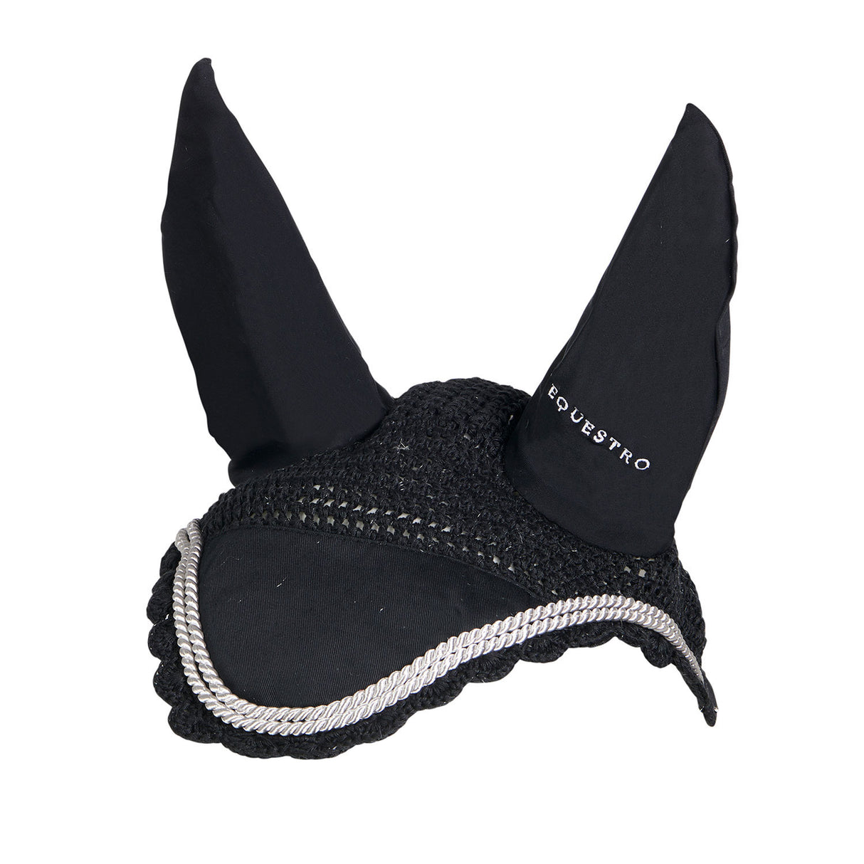 Equestro Knitted Fly Veil With Cordura Fabric #colour_black