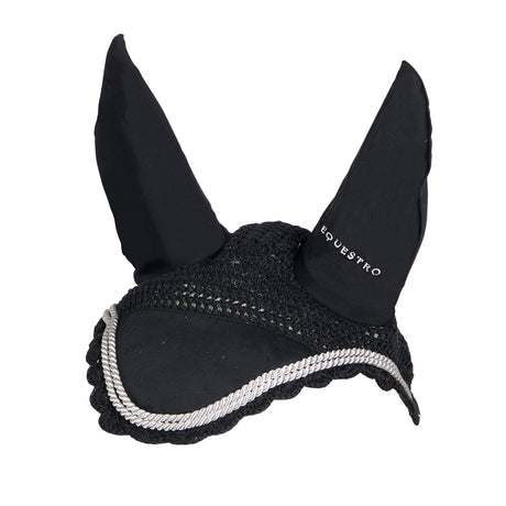 Equestro Knitted Fly Veil With Cordura Fabric #colour_black