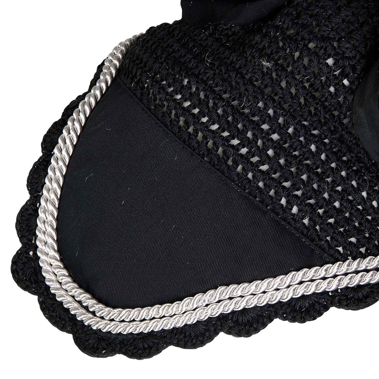 Equestro Knitted Fly Veil With Cordura Fabric #colour_black