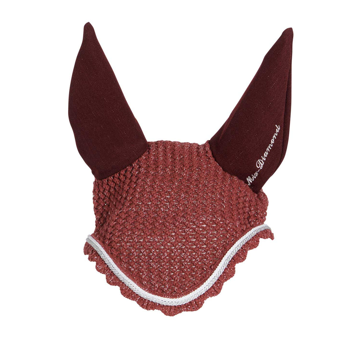 Equestro Cotton Fly Veil With Cordura Fabric And Glitter #colour_burgundy