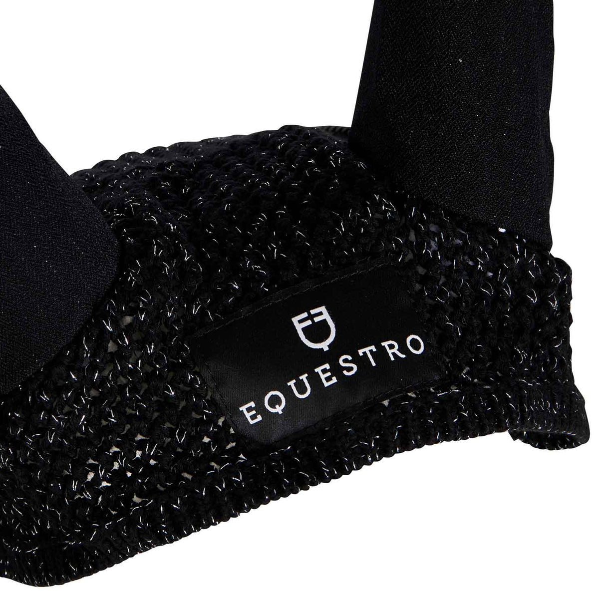 Equestro Cotton Fly Veil With Cordura Fabric And Glitter #colour_black