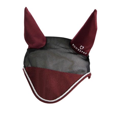 Equestro Cotton Fly Veil And Perforated Mesh Fabric #colour_burgundy