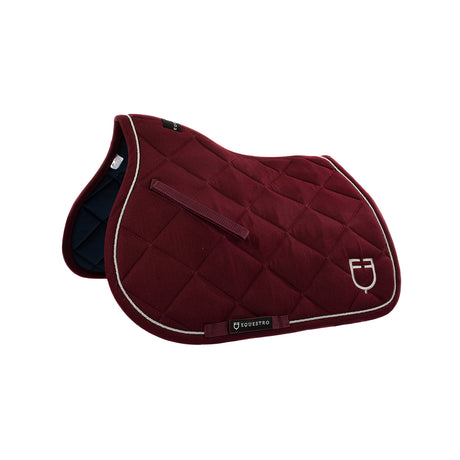Equestro Jumping Saddle Pad In Cotton With Trimmings With Logo #colour_burgundy
