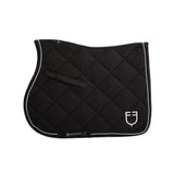 Equestro Jumping Saddle Pad In Cotton With Trimmings With Logo #colour_black