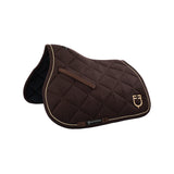 Equestro Jumping Saddle Pad In Cotton With Trimmings With Logo #colour_brown