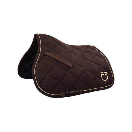 Equestro Jumping Saddle Pad In Cotton With Trimmings With Logo #colour_brown