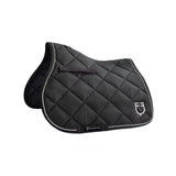 Equestro Jumping Saddle Pad In Cotton With Trimmings With Logo #colour_grey
