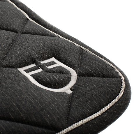 Equestro Jumping Saddle Pad In Cotton With Trimmings With Logo #colour_grey