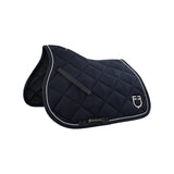 Equestro Jumping Saddle Pad In Cotton With Trimmings With Logo #colour_blue