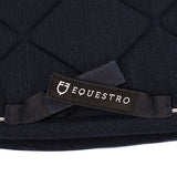 Equestro Jumping Saddle Pad In Cotton With Trimmings With Logo #colour_blue