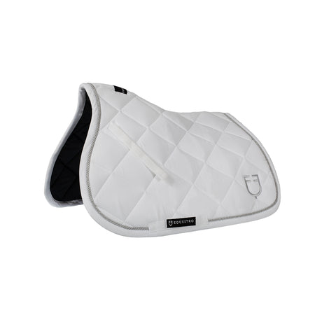 Equestro Jumping Saddle Pad In Cotton With Trimmings With Logo #colour_white