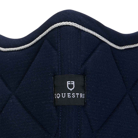 Equestro Jumping Saddle Pad In Cotton With Trimmings #colour_blue