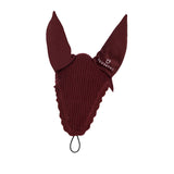 Equestro Knitted Fly Veil With Elastic Front Strap #colour_burgundy