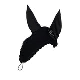 Equestro Knitted Fly Veil With Elastic Front Strap #colour_black